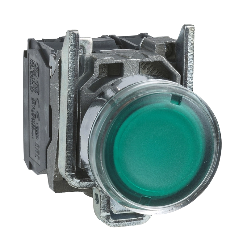 Pulsador luminoso verde 1NA+1NC S/lampara